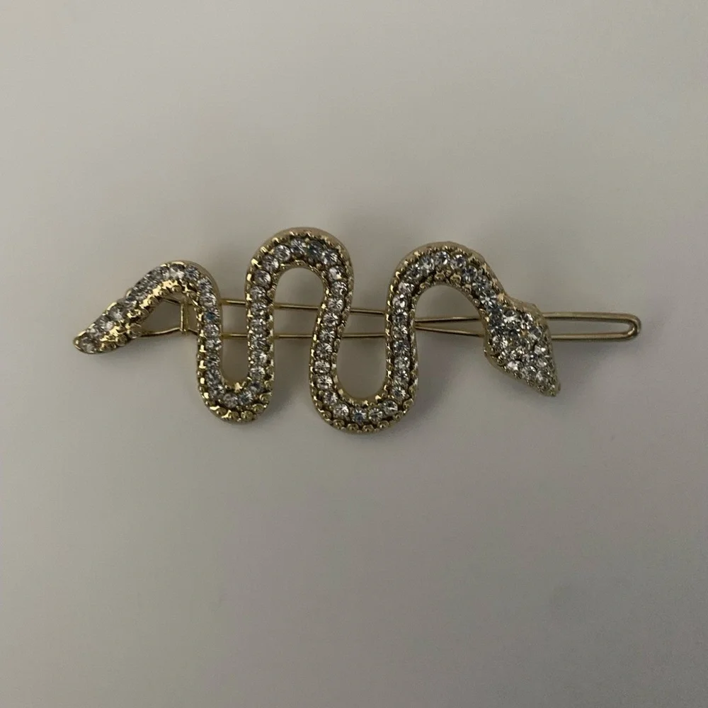 Gold Diamonds Shein Snake Hair Animal Hairpin Barrettes Accessories Side Clips